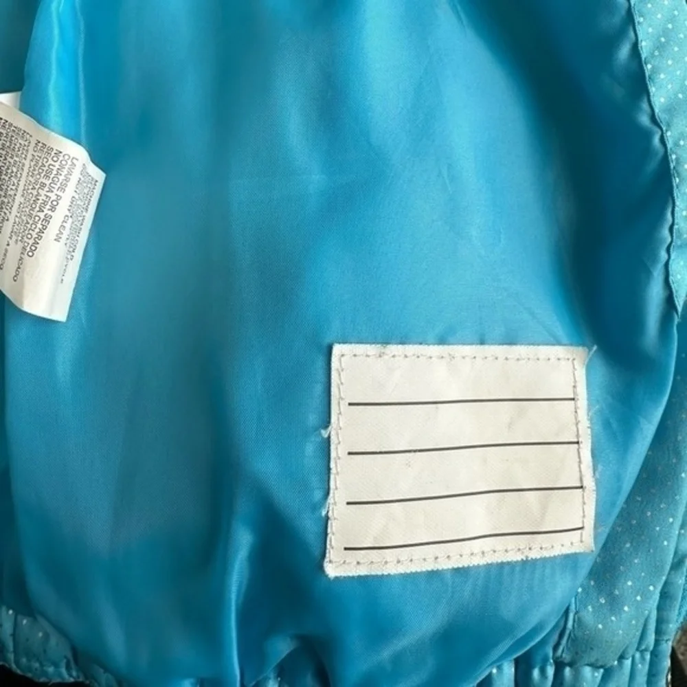 Rothschild Girls Blue Silver Dot Hooded Puffer Jacket Size 5-6 Zip Front Coat - Picture 5 of 7
